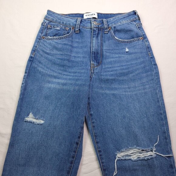 RSQ Womens Vintage Mom Jeans 26 Mid Rise Medium Wash Holes Distressed - Picture 7 of 9
